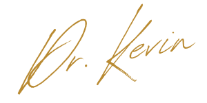 Stylized signature reading "Dr. Kevin" in golden script font