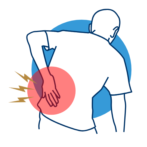 line drawn graphic symbolizing low back pain